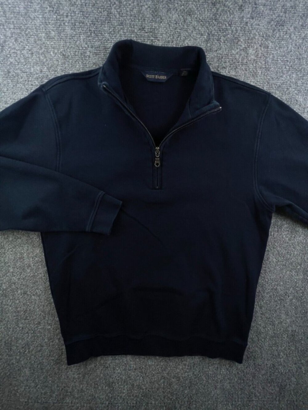 Scott Barber 1/4 Zip Sweater Mens Size Medium Blue Pullover Pima Cotton Adult